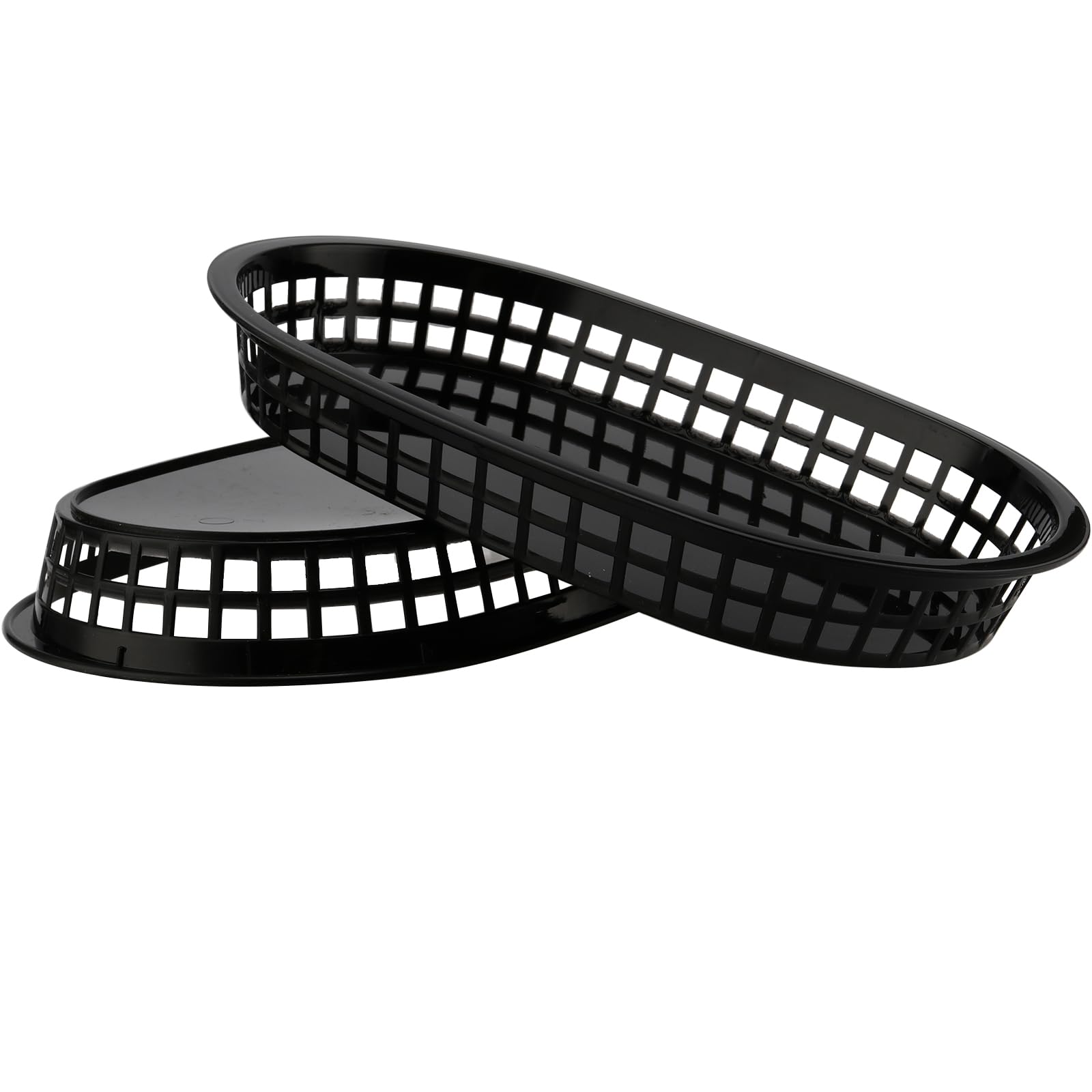 30 Stück Schwarze Fast-Food-Servierkörbe – Oval, Stapelbar, Für Restaurant, Picknick & Imbiss