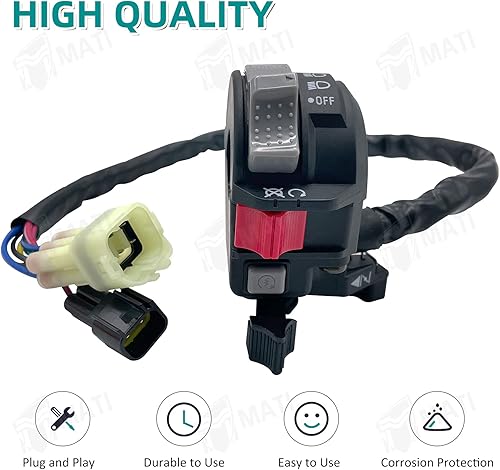 Miniatura 6 de M MATI Control del interruptor del manillar izquierdo Motor Start Run Off Faro para Yamaha YFM Big Bear 250/400 Grizzly 350/400/660 Kodiak 400/450