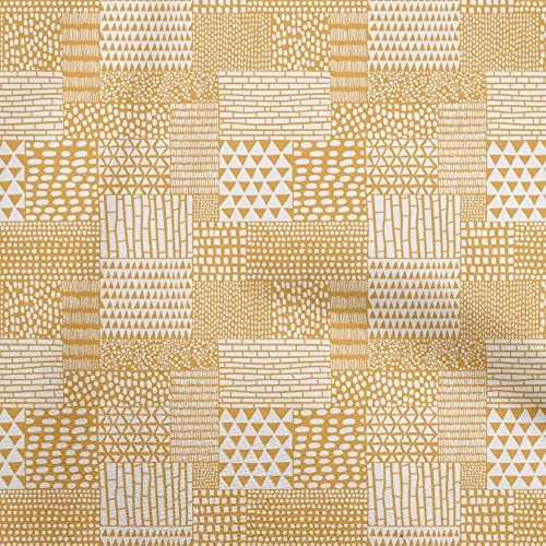 oneOone Cotton Flex Yellow Fabric Geometrical Dress Material Fabric Print Fabric By The Yard 40 Inch Wide