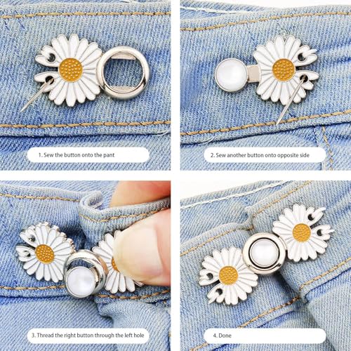 Clipes de calça para apertar cintura, alfinetes de botão para jeans soltos - 2 pares de ajustador de