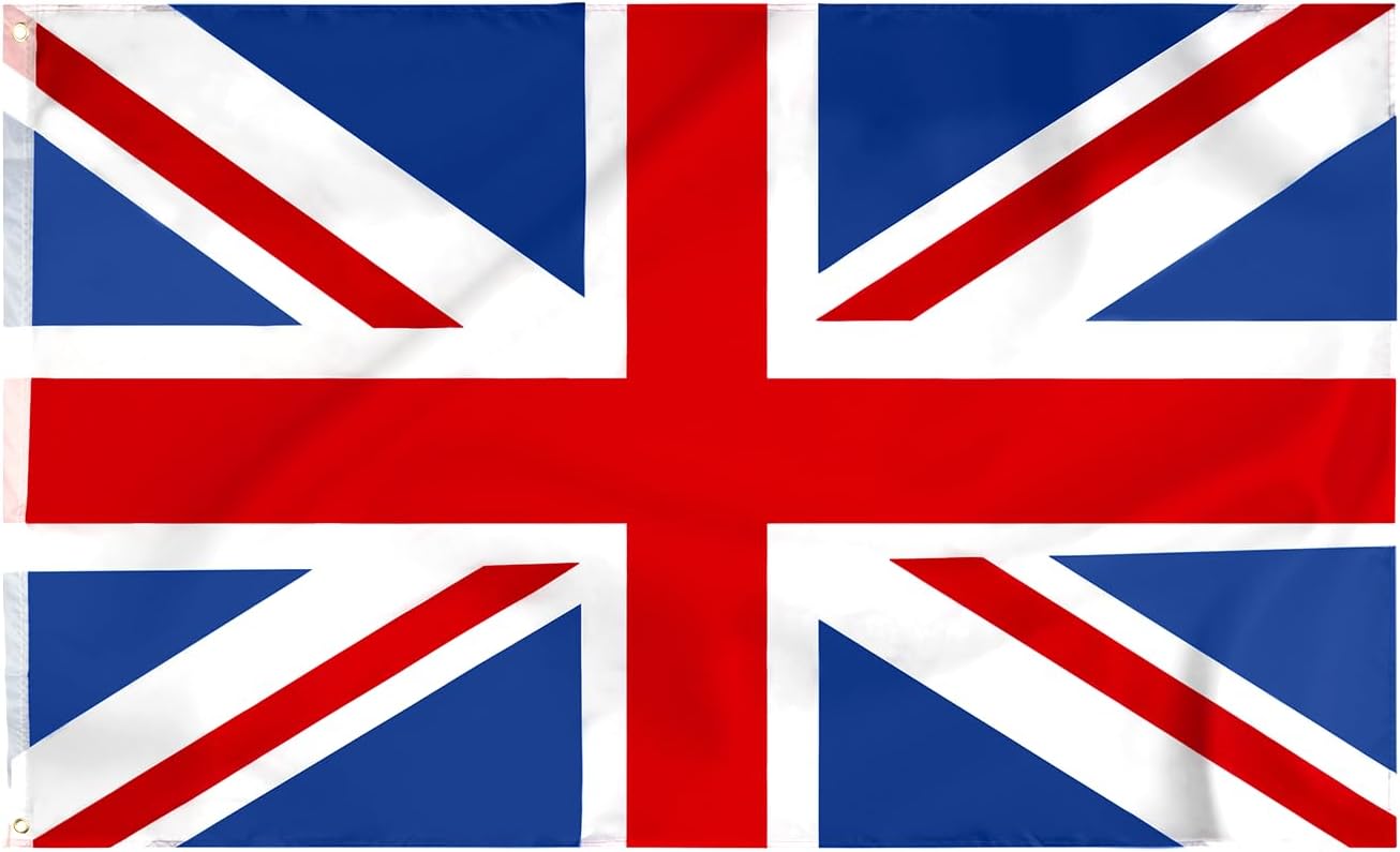 Large British Flag Union Jack Flag Great Britain UK Flags 5ft x 3ft with Eyelets for Outdoor and Indoor Use Patriotic Displays and Celebrations Football World Cup