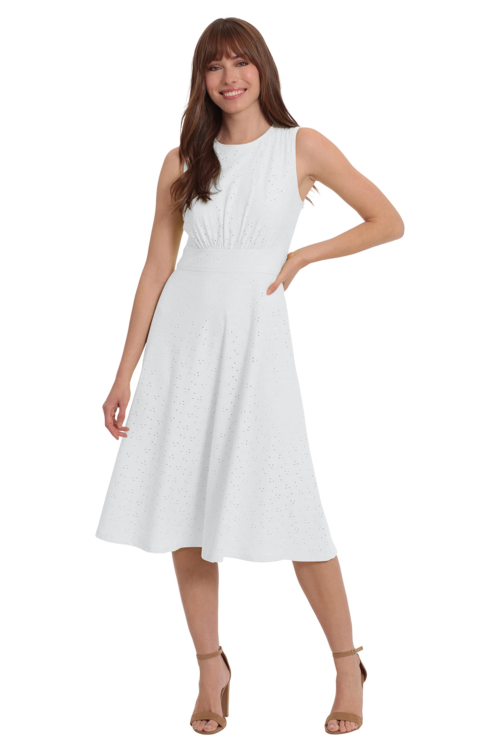 London Times Women's Dresses Inset Waist Midi Dress Career Office Occasion Guest of