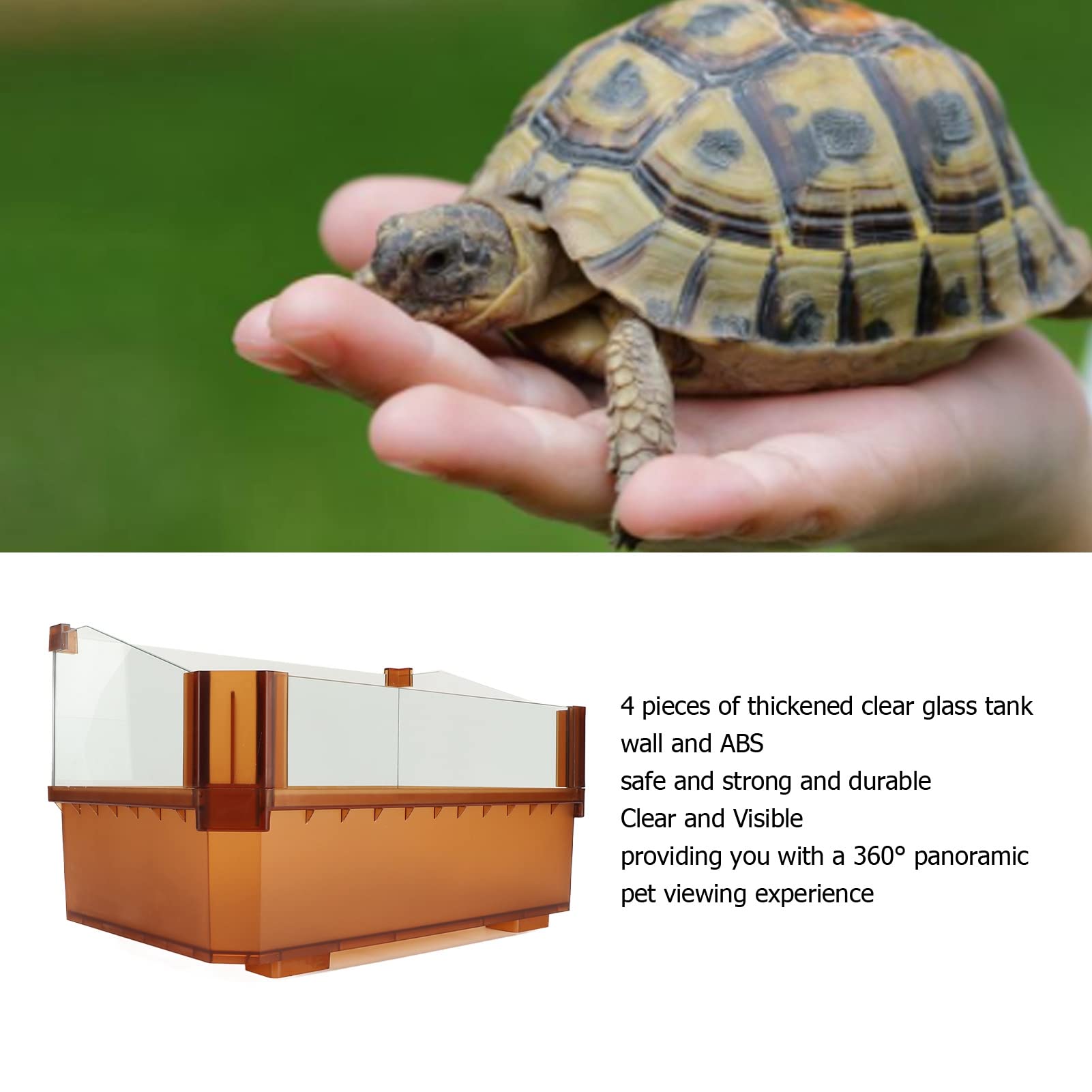 Tanque de Cristal para Tortugas, hábitat de Tortugas acuáticas con Vidrio Transparente Espesado, diseño antiescape, Acuario para Peces, Tortugas, camarones, fácil de Limpiar y