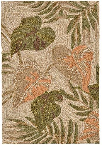 Liora Manne Ravella Tropical Leaf Indoor/Outdoor Rug, 2' X 3', Beige and Green