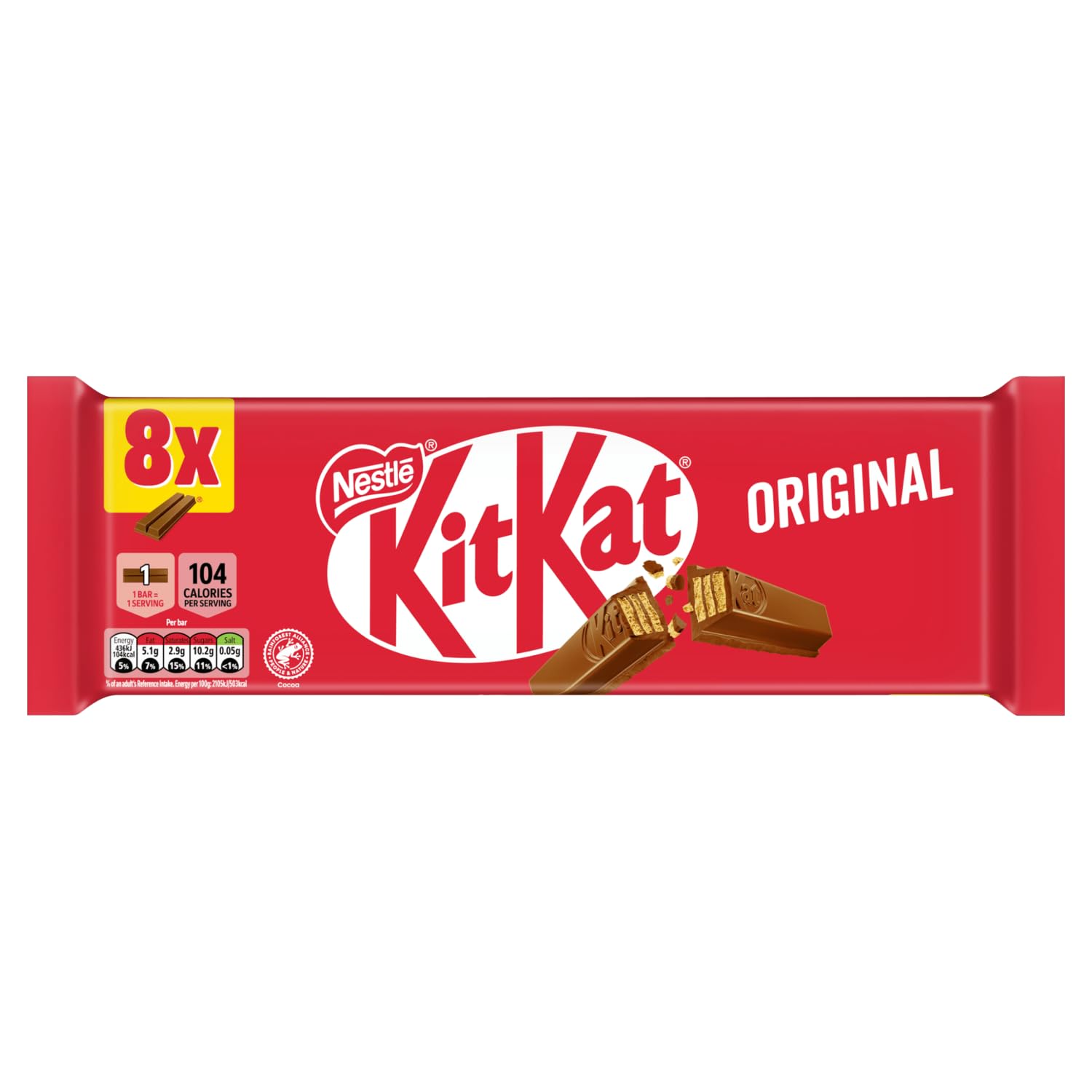 KitKat 4 Finger Milk Chocolate Biscuit Bar 41.5g | Multipack of 8 | 4 fingers of crispy wafer biscuit covered with smooth milk chocolate; ideal for a break at home or work