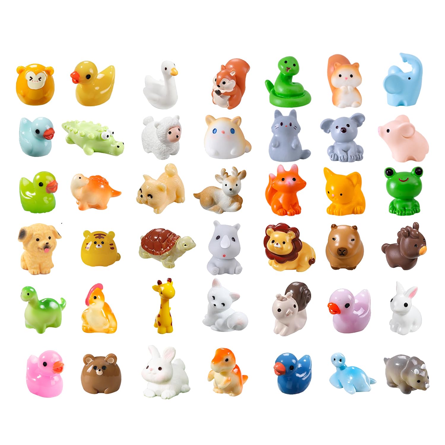 42 Pcs Mini Resin Animals - Luminous Tiny Animals Miniature Figurines, Cute Variety Pack for DIY Craft, Garden, Landscape, Dollhouse, Potted Plants Decorations
