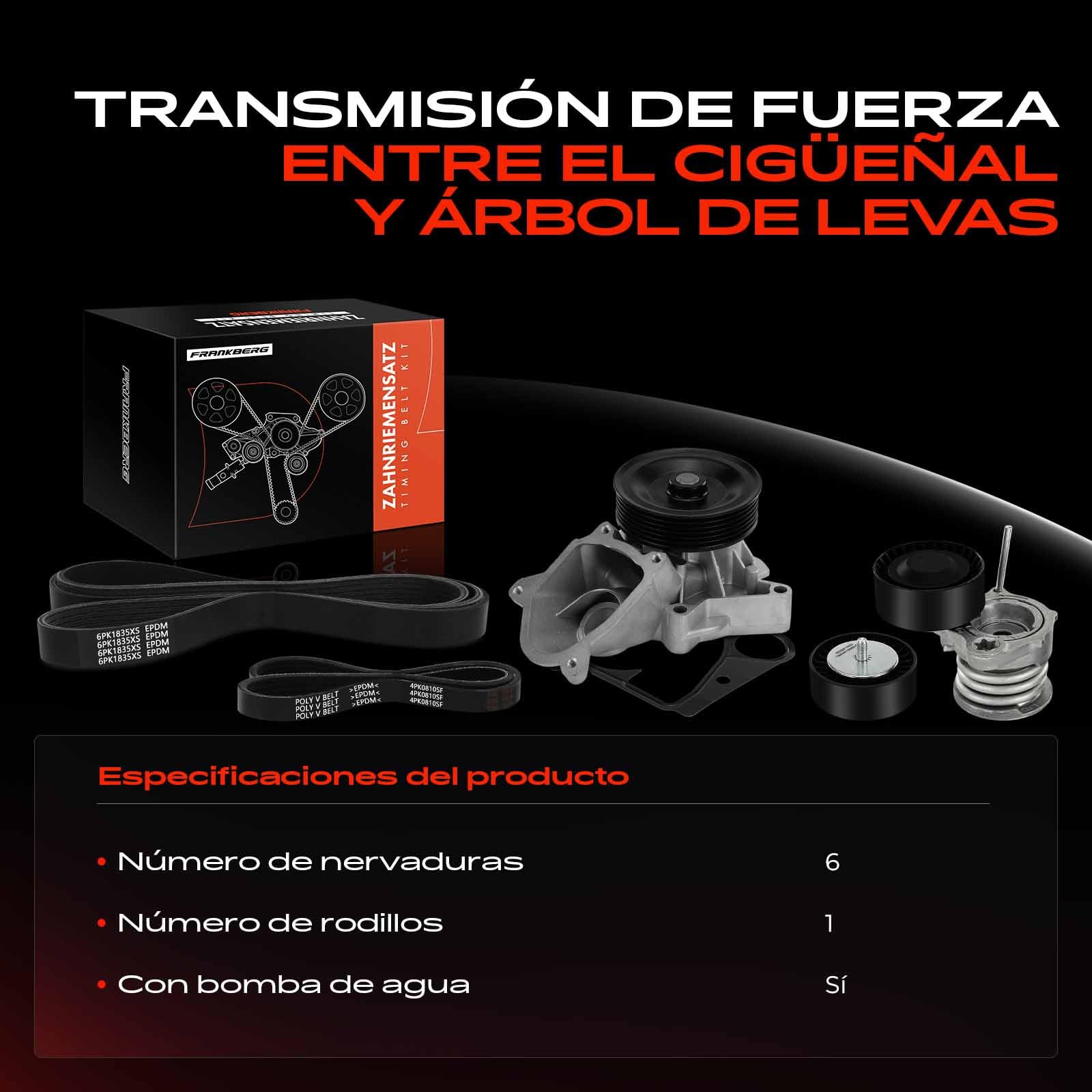 Frankberg Dispositivo tensor de la correa de distribución KP26PK1835XS | Compatible con: Serie 3 Touring E91, Serie 3 E90, Serie 1 E87