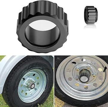 Upgraded Oil Bath Hub Cap for EZ-Loader Boat Trailer, CNC Aluminum Oil Filler Caps W/O-Ring Fit 10" 5 Lug Hub and Drum, Anti-rust Durable Trailer Hub Cover EZ Loader Parts 250-034388 Black