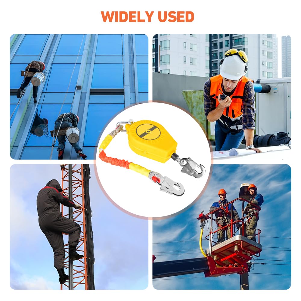 Lotvic Dispositivo Anticaídas Retráctil 10m, Línea de Vida Retráctil de Seguridad, Dispositivo de Seguridad de Altura, para Techado y Construcción, Carga:150kg