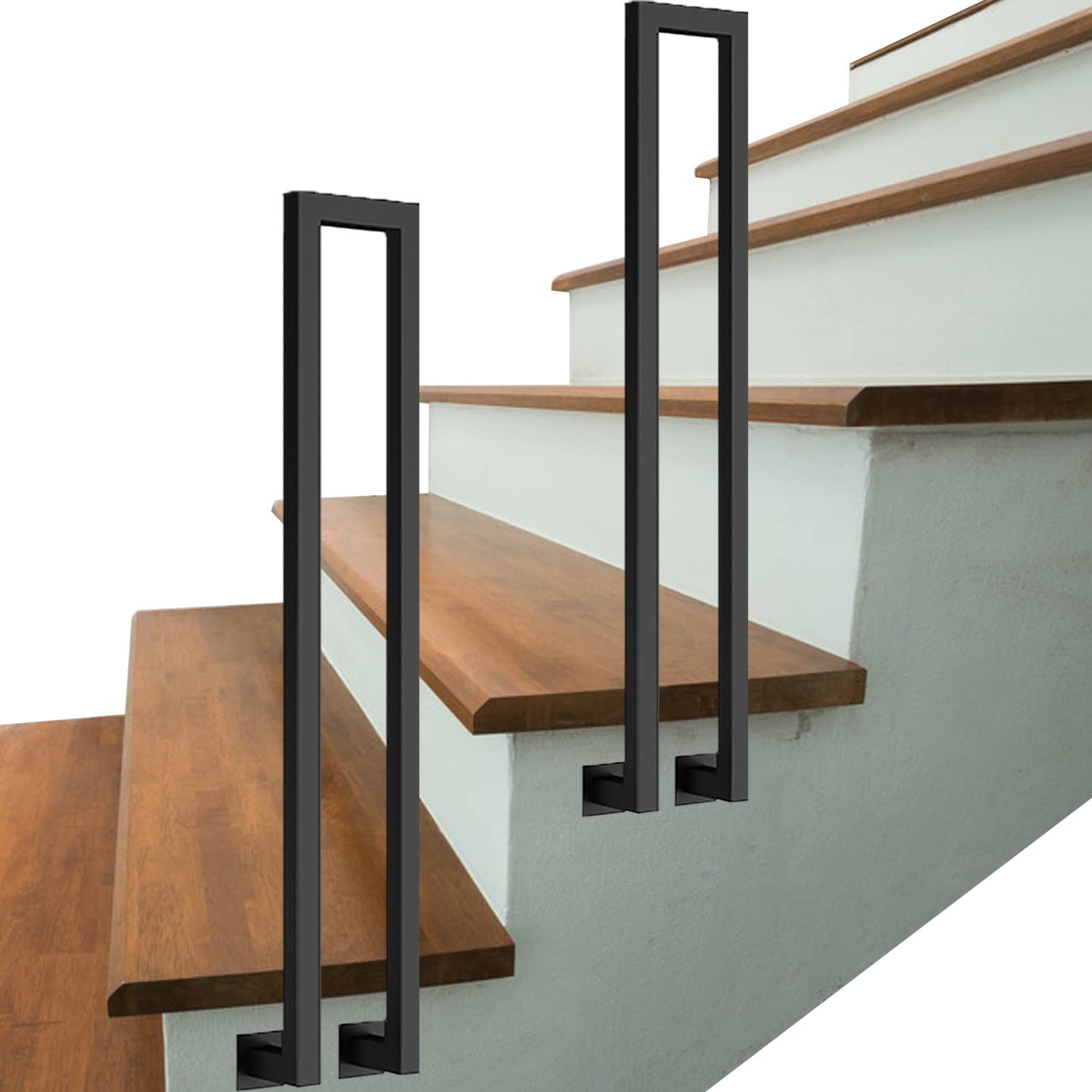Meiiron Black Metal Iron Stair Handrails, Deck Railing Section, Stair Railings For Indoor Or Outdoor, Side Wall Mounted Safety Banister Railing 55-100Cm Height (Size : 65Cm(25.6"))