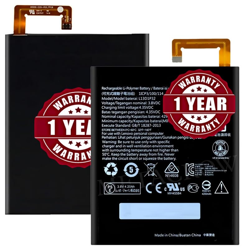 Image of Original L13D1P32 Battery Compatible with Lenovo Tab A8-50 A5500 (A5500-F, A5500-H, A5500-HV) | Tab S8 (S8-50LC) | Tab 2 A8-50 (A8-50LC) | Tab3 8 (TB3-850M) - (4290mAh) - 1 Year Warranty CD6