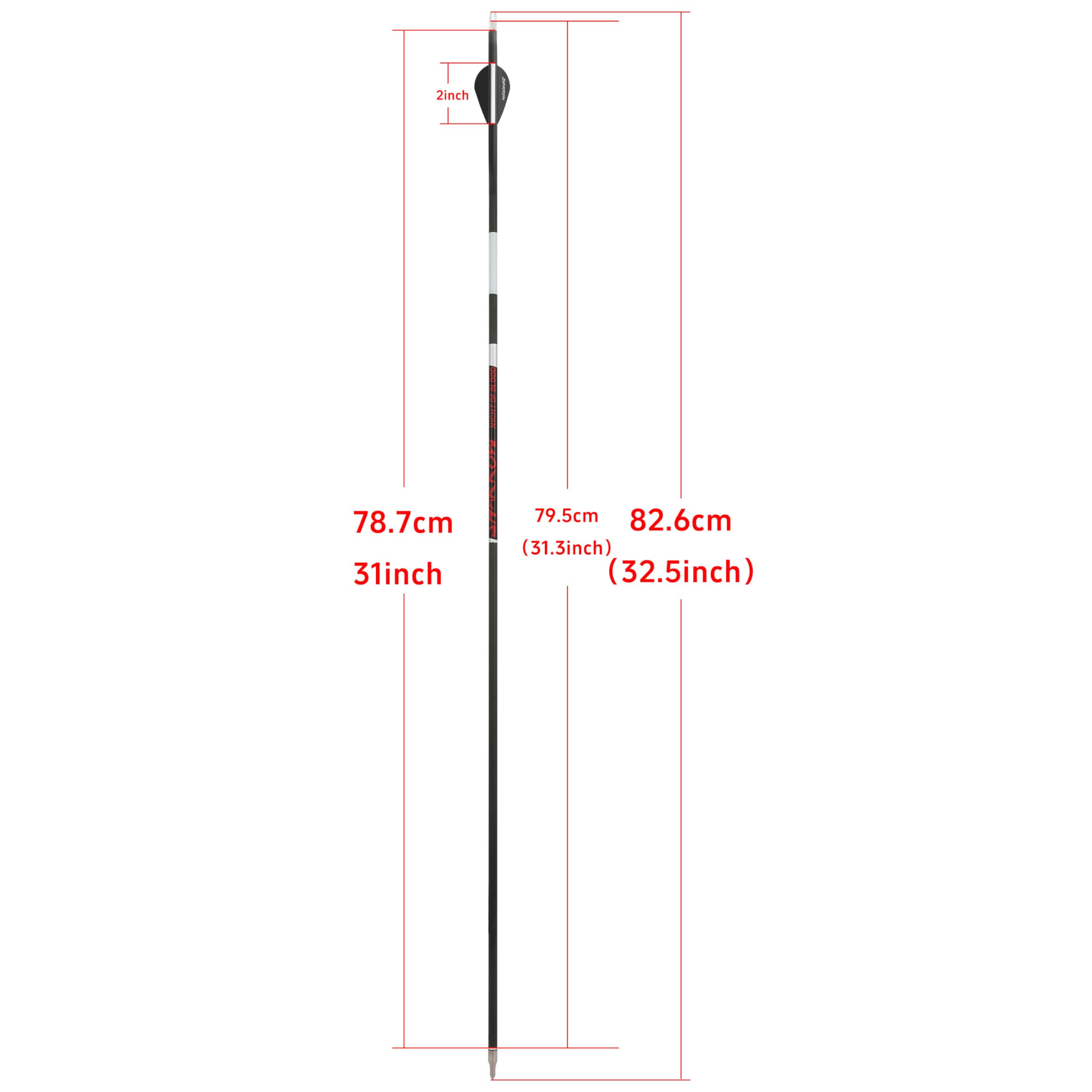 wolfman 31 Pollici Frecce Carbonio Puro per Tiro con L'Arco Spine 300-600 Frecce Bersaglio Adulti Freccia di per Arco Ricurvo Arco Composto