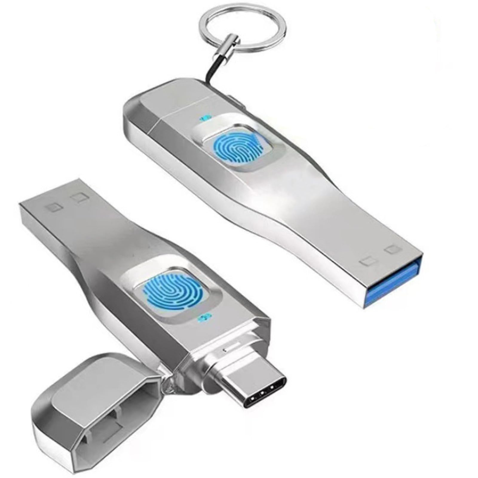 Chiavetta USB Girevole, 64 GB, interfaccia Type-C, sensore di Impronte digitali ad Alta sensibilità, Protezione con Password per l'archiviazione dei Dati