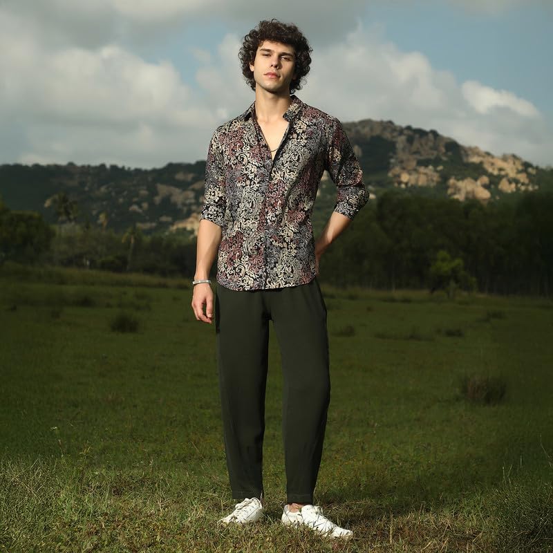Image of CAHOOT Men's Shirt for Casual Wear | Spread Collar | Long Cuffed Sleeves | Button Closure | Shirt Crafted with Comfort Fit for Everyday Wear