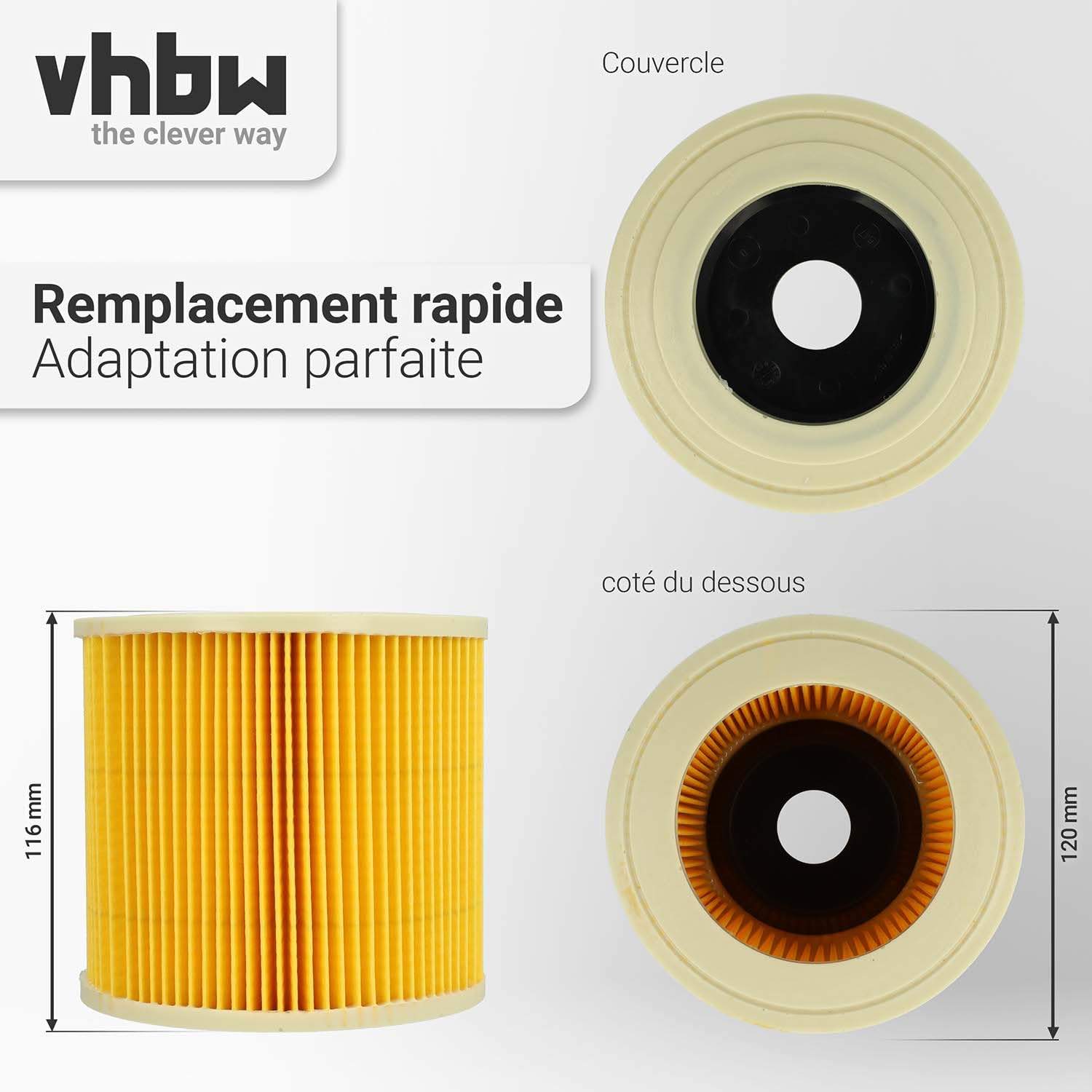 Filtre Pour Aspirateur Kärcher WD 3.5 P / 3.600 - Plissé, Jaune, Papier