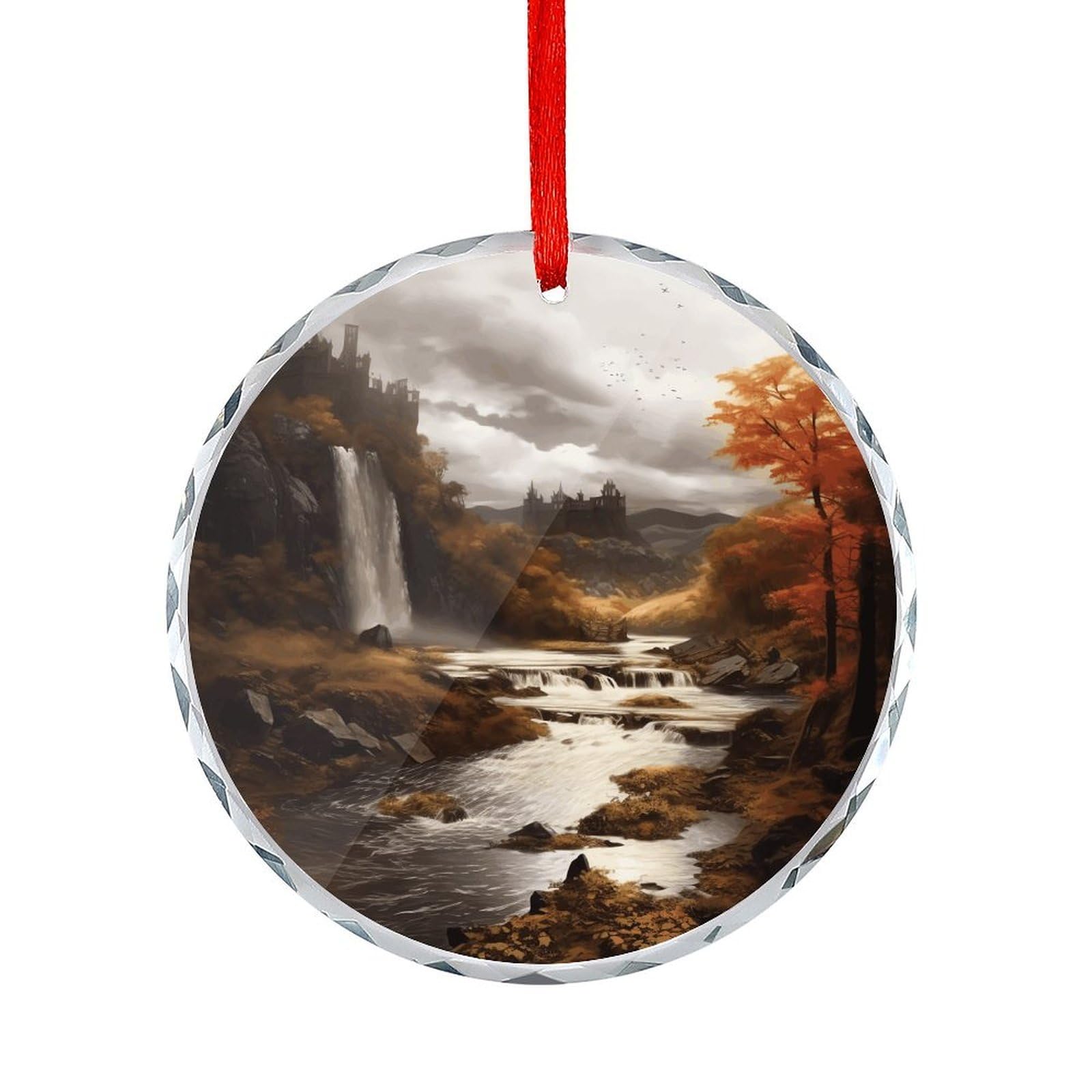 Fodpand Women's Style Fall Round Glass Ornament Keepsake Gift Exchange Ideas Car Decor,Christmas Ornaments For Tree Window Garden Ornaments