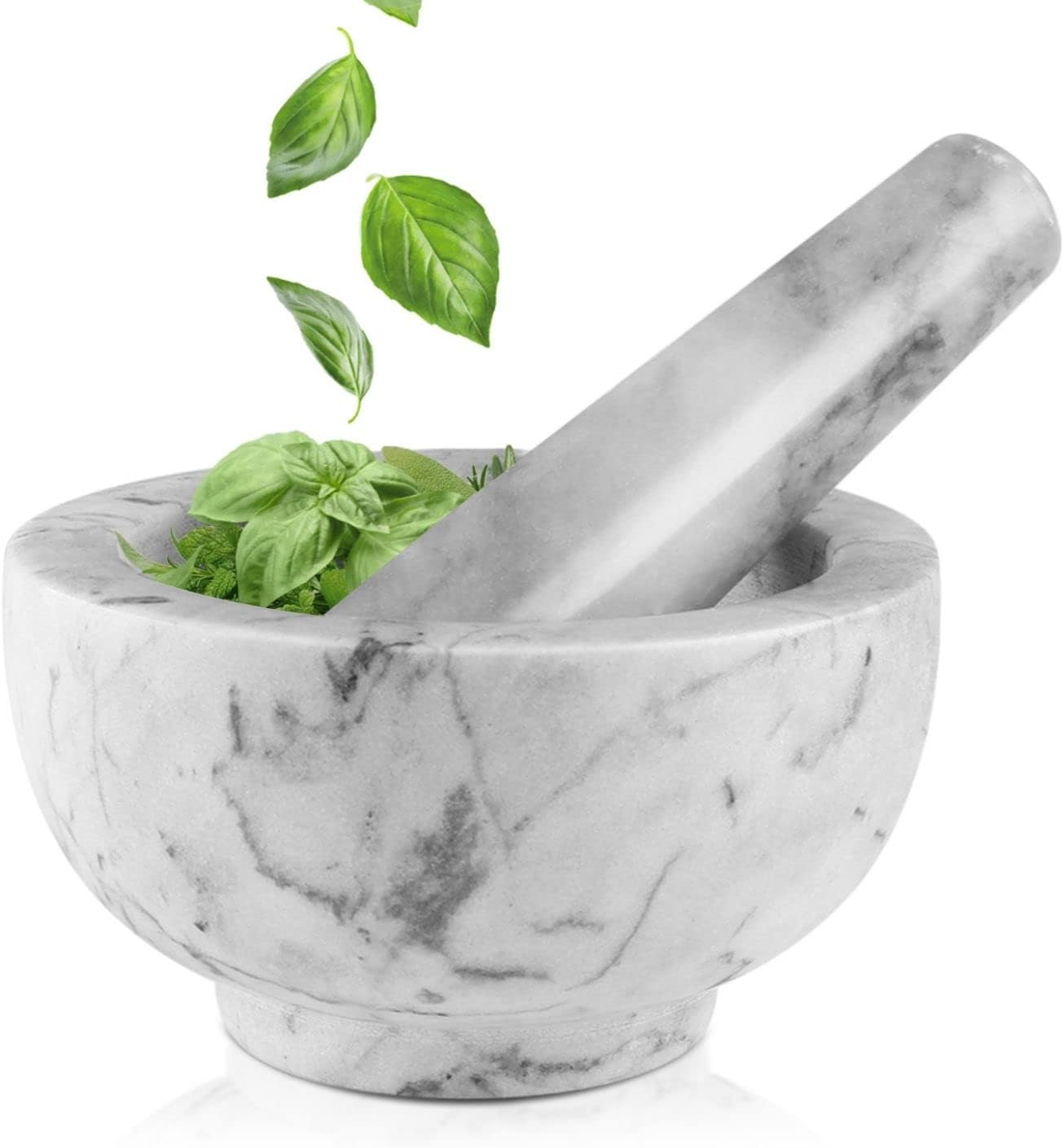 Elegant White Marble Mortar and Pestle Italian Marble Wine Glass Design