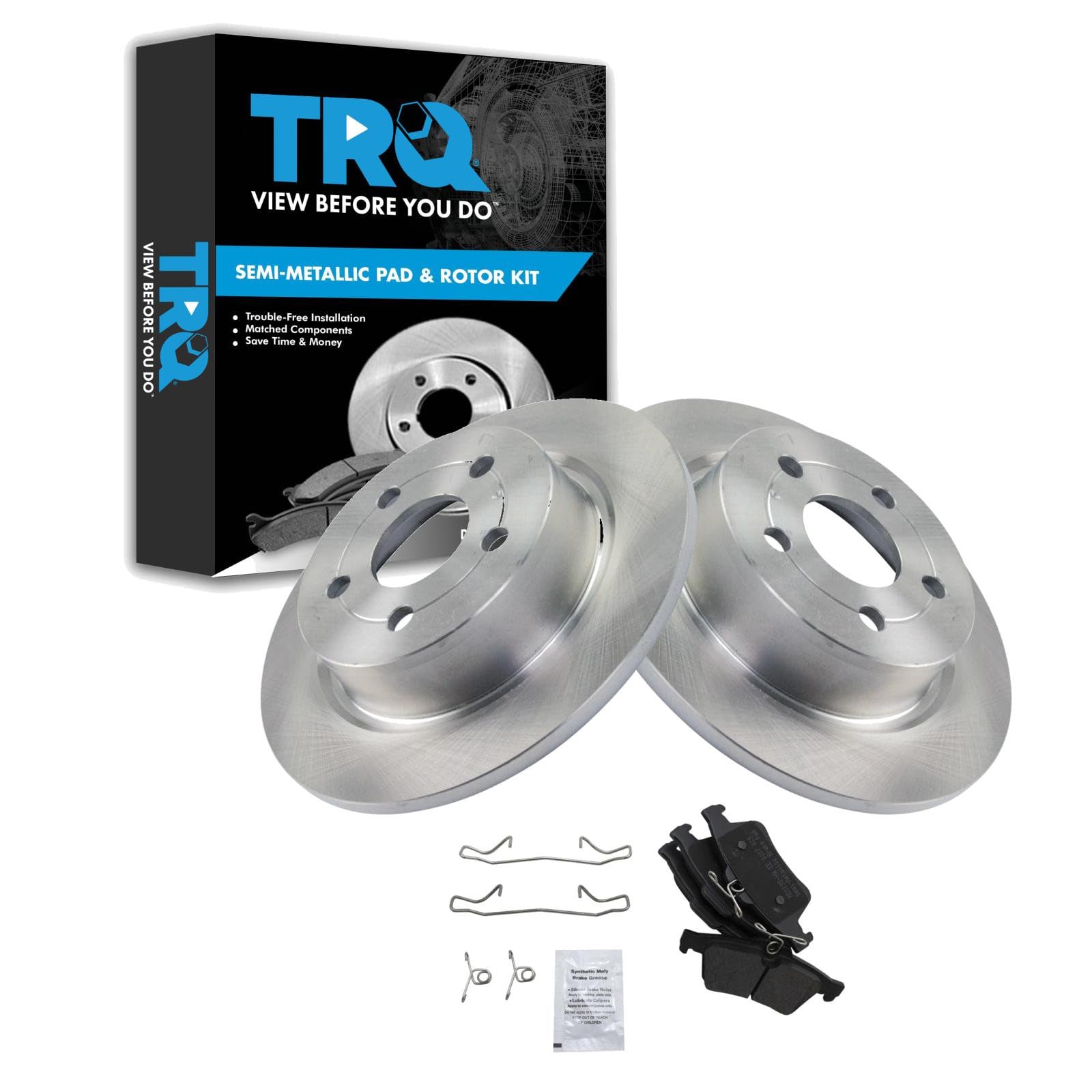 TRQ Rear Brake Pad and Rotor Set Semi Metallic Rotors