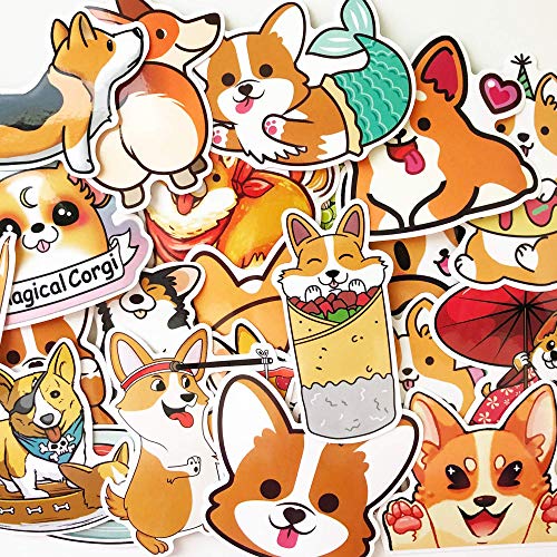 10 Random Cute Colorful Animals Corgi Husky Cats Stickers Car Laptop Waterbottle Decals for Kids Teens Adults (Corgi)