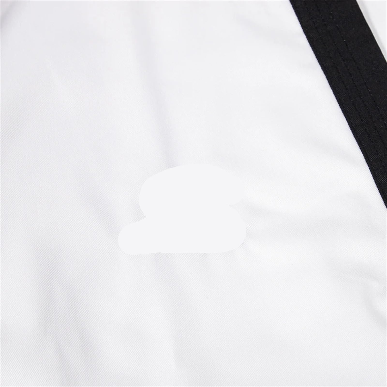 Uniforme con Cinturón Uniformes Blancos de Taekwondo, Karate, Judo, dobok, Uniforme Unisex de Manga Larga.(Black Collar,XXXL 190)