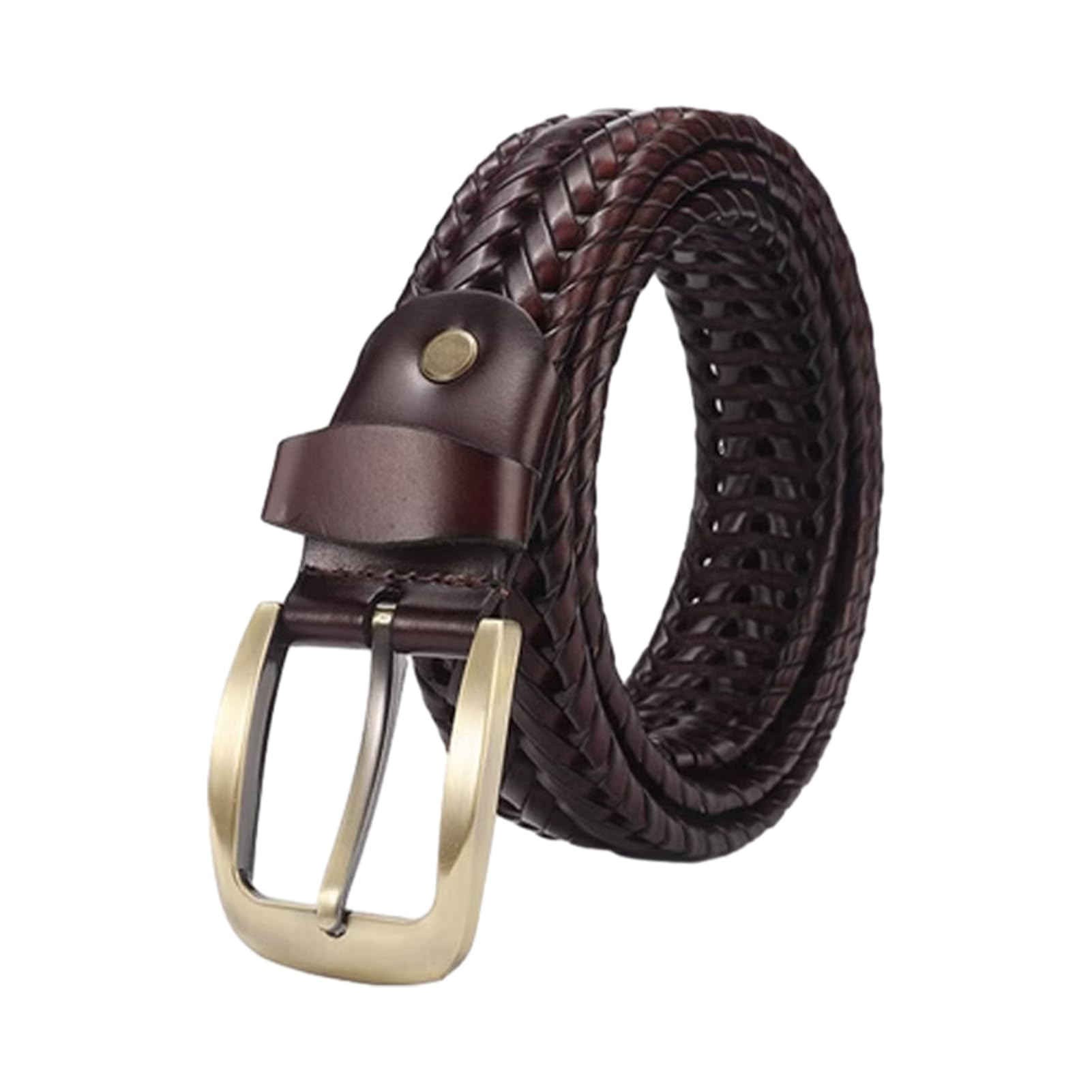 QUXVUIS Elegant And Attractive Braided Vintage Belt For Men Fashion Men Braid Belt Leather Adjustable Woven Match For Any Outfit, Winered