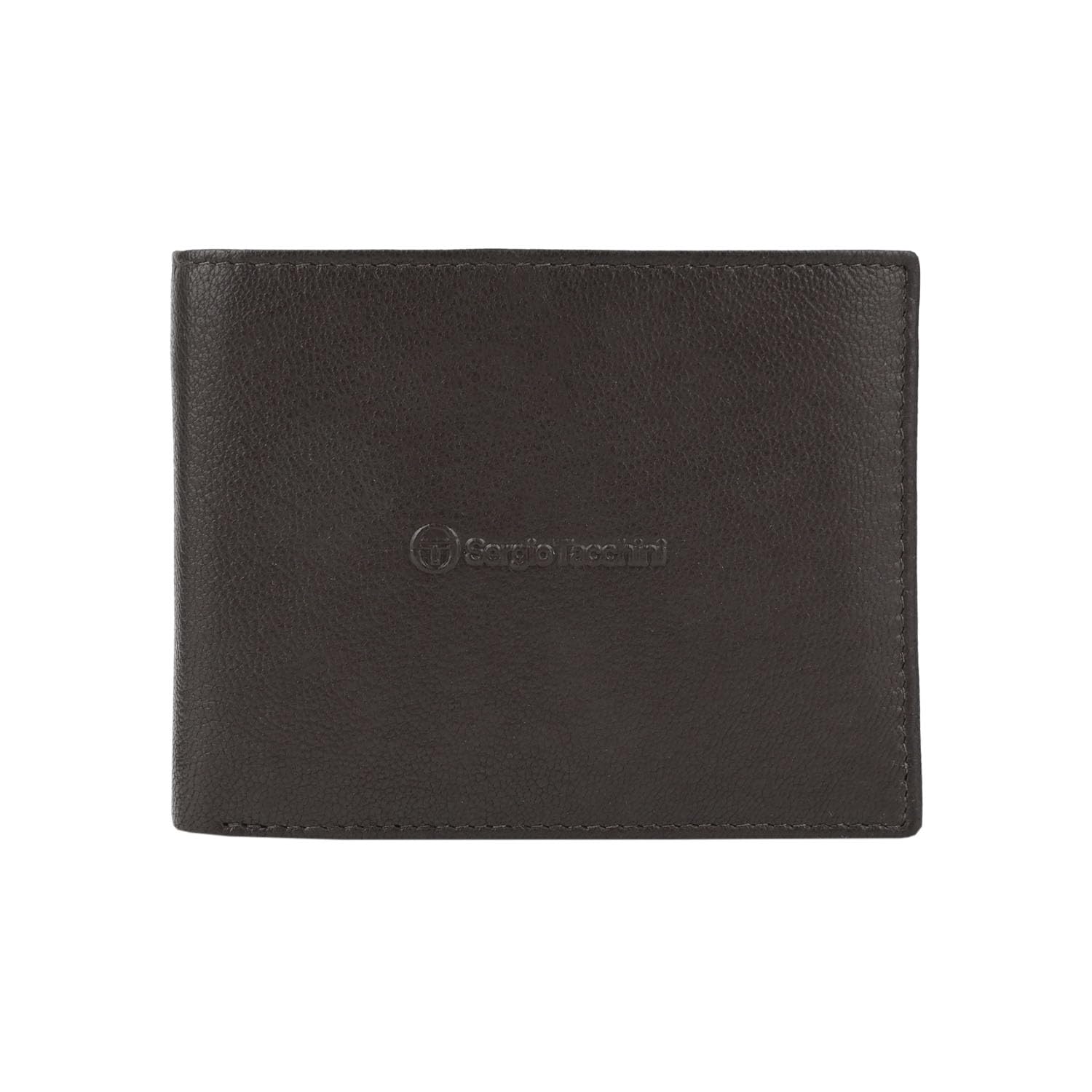 Sergio Tacchini Men's Real Leather Bi-Fold Wallet with Card Slots & Coin Pocket, Dark Brown