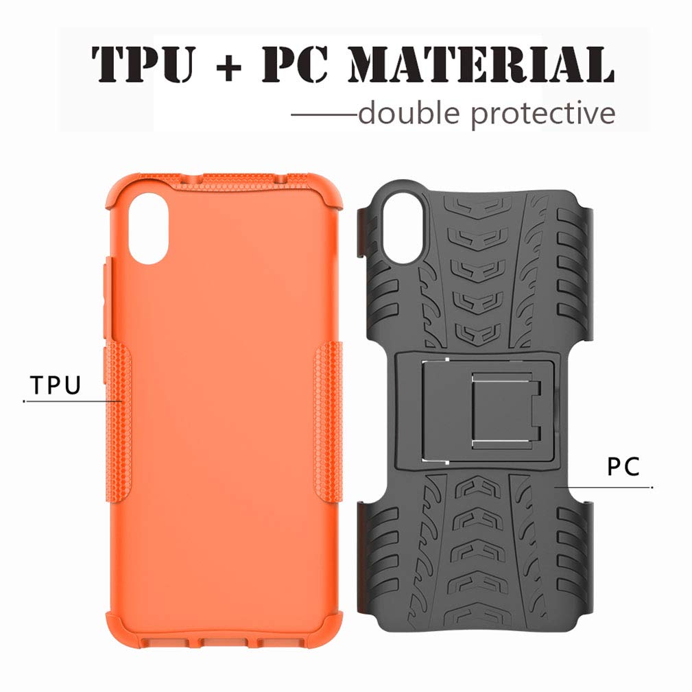 Custodia HAOTIAN Per Xiaomi Redmi 9AT / 9A | Cover Ibrida Rossa Con Supporto E Doppio Strato