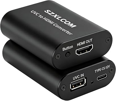 UVC to HDMI Converter 1080P 60Hz, Supports Camera Charging, USB Cameras Webcam Video Switcher to HDMI Video Output, for Live Streaming to TV, Monitor and HDMI Capture Card