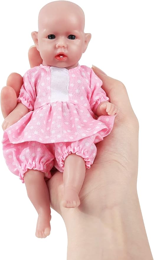 Vollence 6.5 inch Mini Full Silicone Baby Dolls Girl,Not Vinyl Dolls,Micro Small