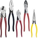 80087 Dipped Plier Kit, Made in USA, Diagonal-Cutting, Needle-Nose, Side-Cutting High Leverage Linesman Pliers, Cutter and Crimper, 5-Piece