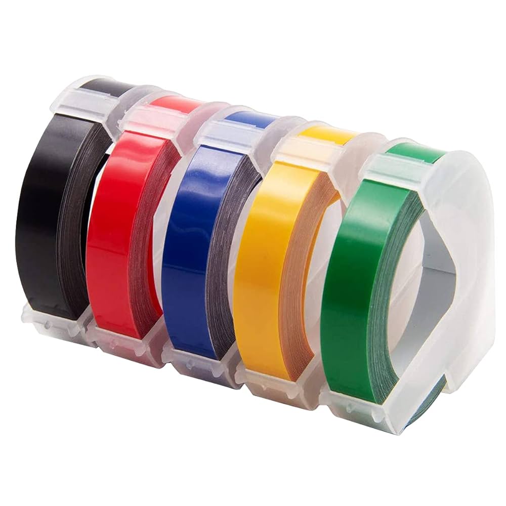 Amazon | ダイモ テープ 9mm 黒・赤・青・黄・緑 白文字 長さ3m