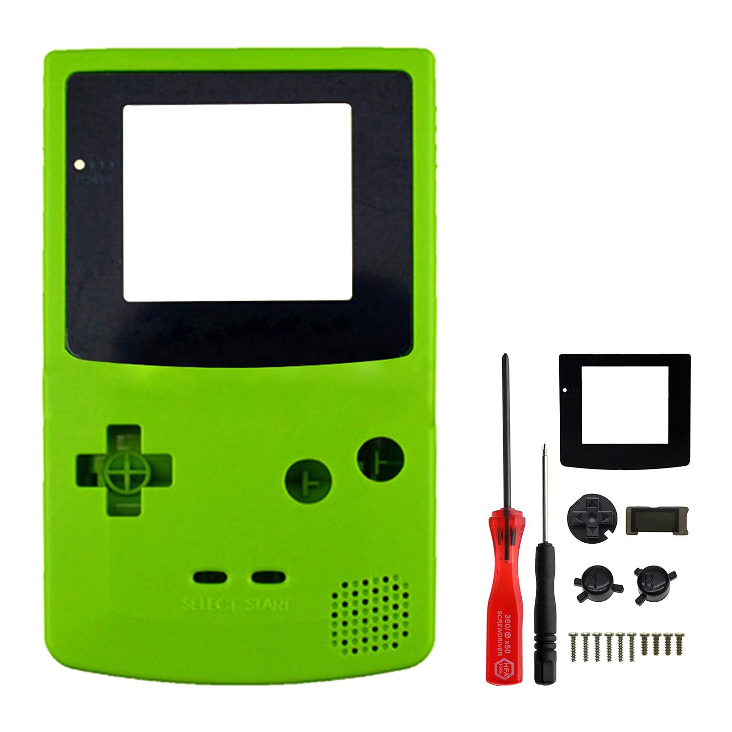 OSTENT Full Housing Shell Case Cover Replacement for Nintendo GBC Gameboy Color Console Color Green