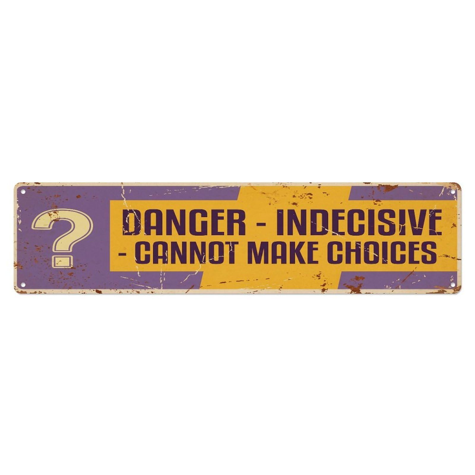 Fqcyn Style Metal Tin Sign Vintage Funny Danger Indecisive Person Warning
