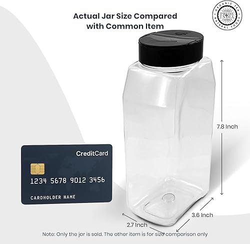 Miniatura 2 de Pride Of India - Tarros grandes de plástico transparente con tapa de doble tamiz  Grado alimenticio sin BPA fabricado en Estados Unidos  Capacidad