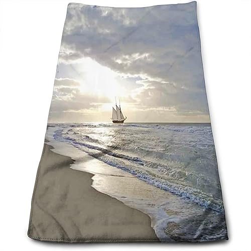 Miniatura 1 de SARNFANS Toalla de mano náutica para baño, hogar, cocina, platos, tema tropical Moody Sunset, toalla para cocinar y hornear, toalla para cocinar y