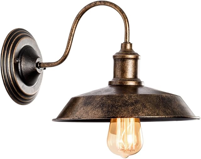 Vintage Wall Light,GLADFRESIT Industrial Lighting Socket Rustic Sconces Wire Metal Wall Lamp Indoor Home Retro Lights Fixture (Single Lamp-Base Painted with Oil Rubbed Bronze)