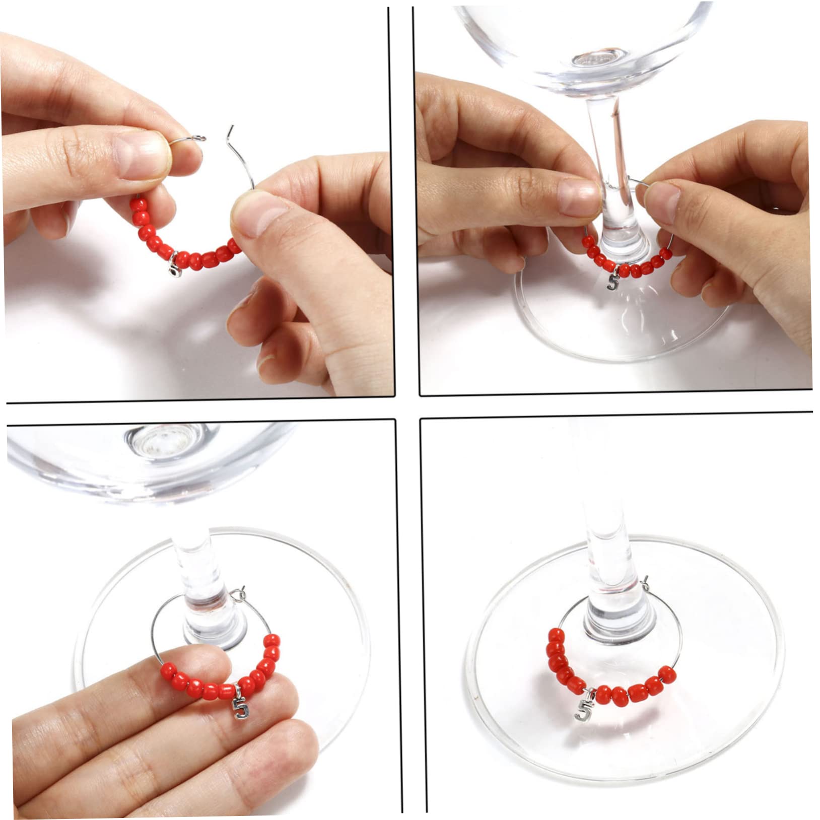 Amosfun 5 Set Di Perline Per Segnabicchieri Da Vino Segnabicchieri in Riutilizzabili Per Decorazioni Per Feste A Tema Vino 10 Pezzi*5