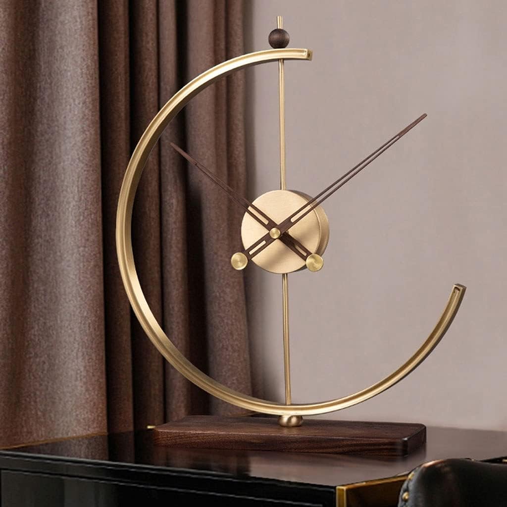 Desk Clock Clock Brass Desk Clock Modern Home Living Room Bedroom Decoration Simple Desk Clock Desktop Ornaments Desk Clock 16.33 Inches Seat Clock