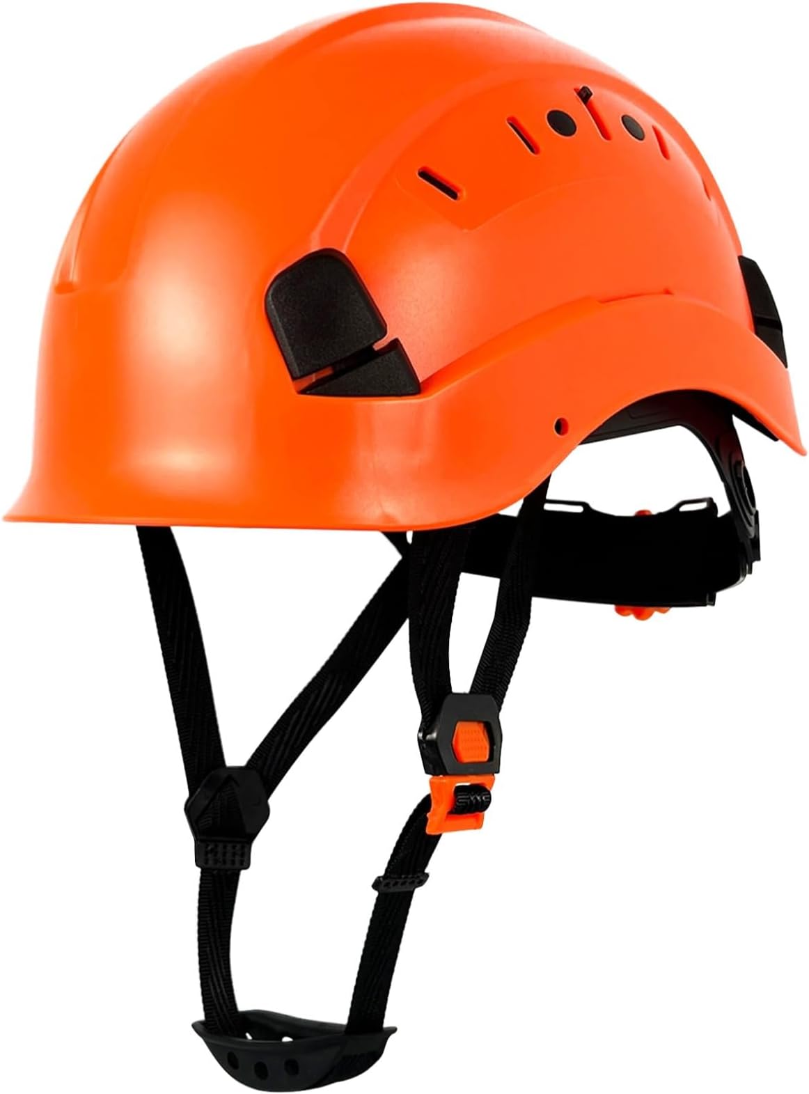 Ce Compliant Protective Cap With Jaw Strap, Abs Site Helmet For Workplace Guarding, Adjustable Cranial Shielding Device, High-Rise Task Apparel, Orange