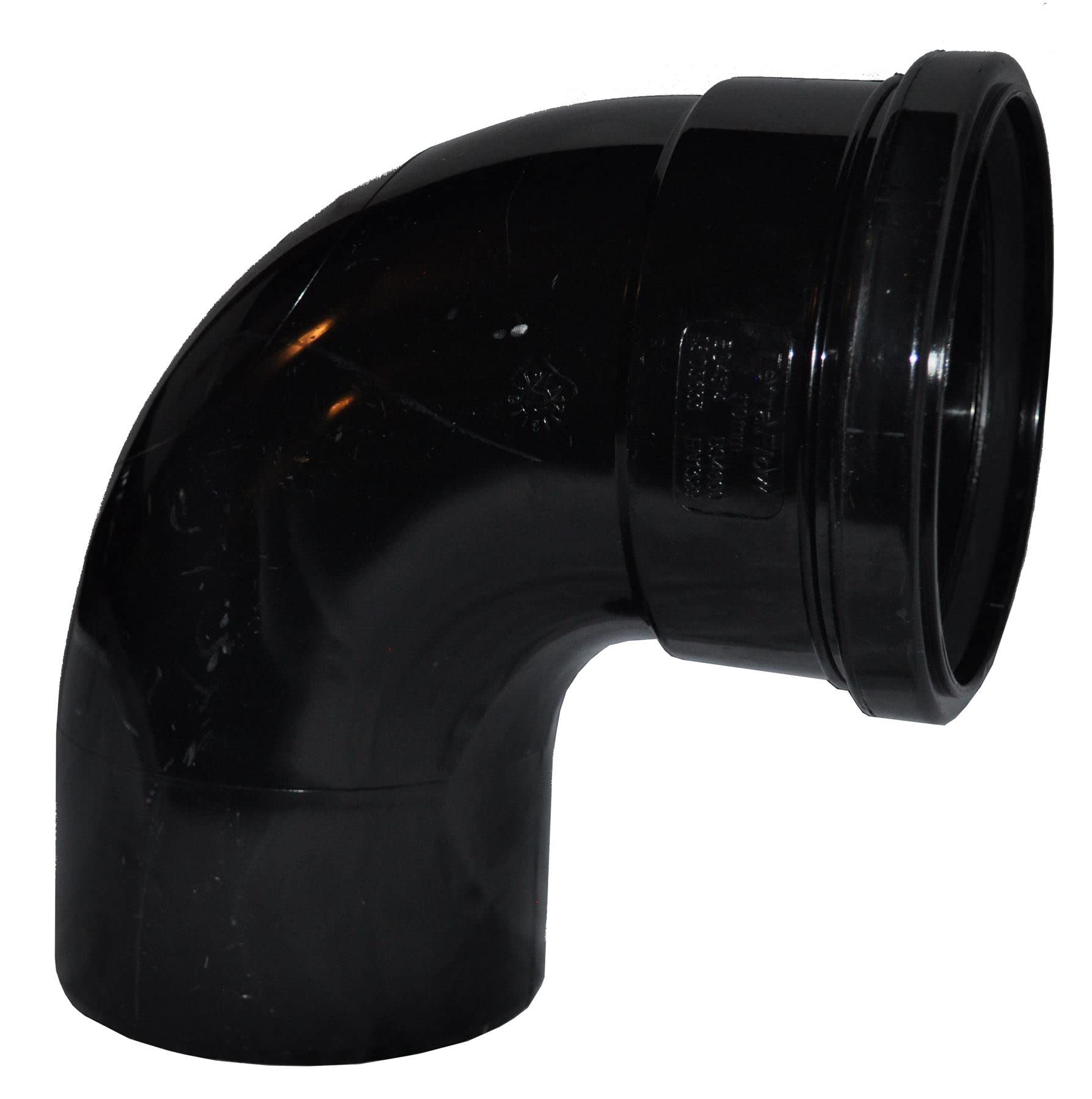 Single Socket Pushfit Soil Pipe 90 Degree Bend - Black