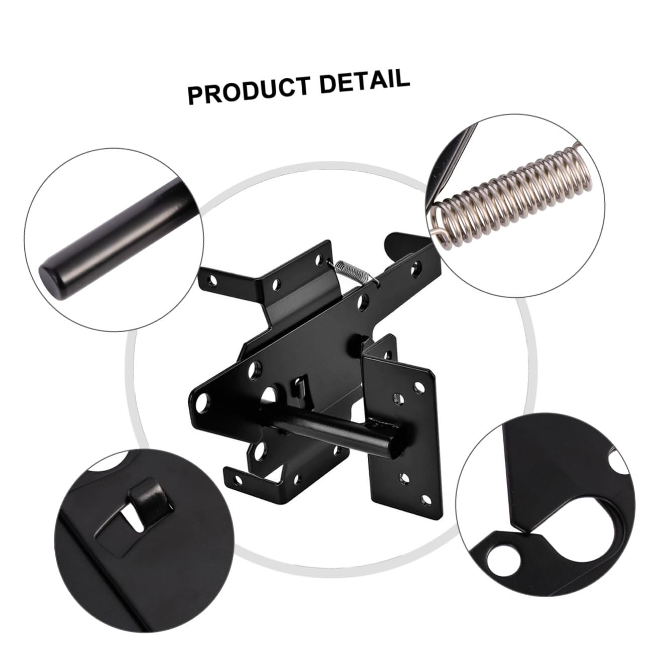 Loquet Autobloquant Noir en Fer pour Porte Métallique, Installation Rapide