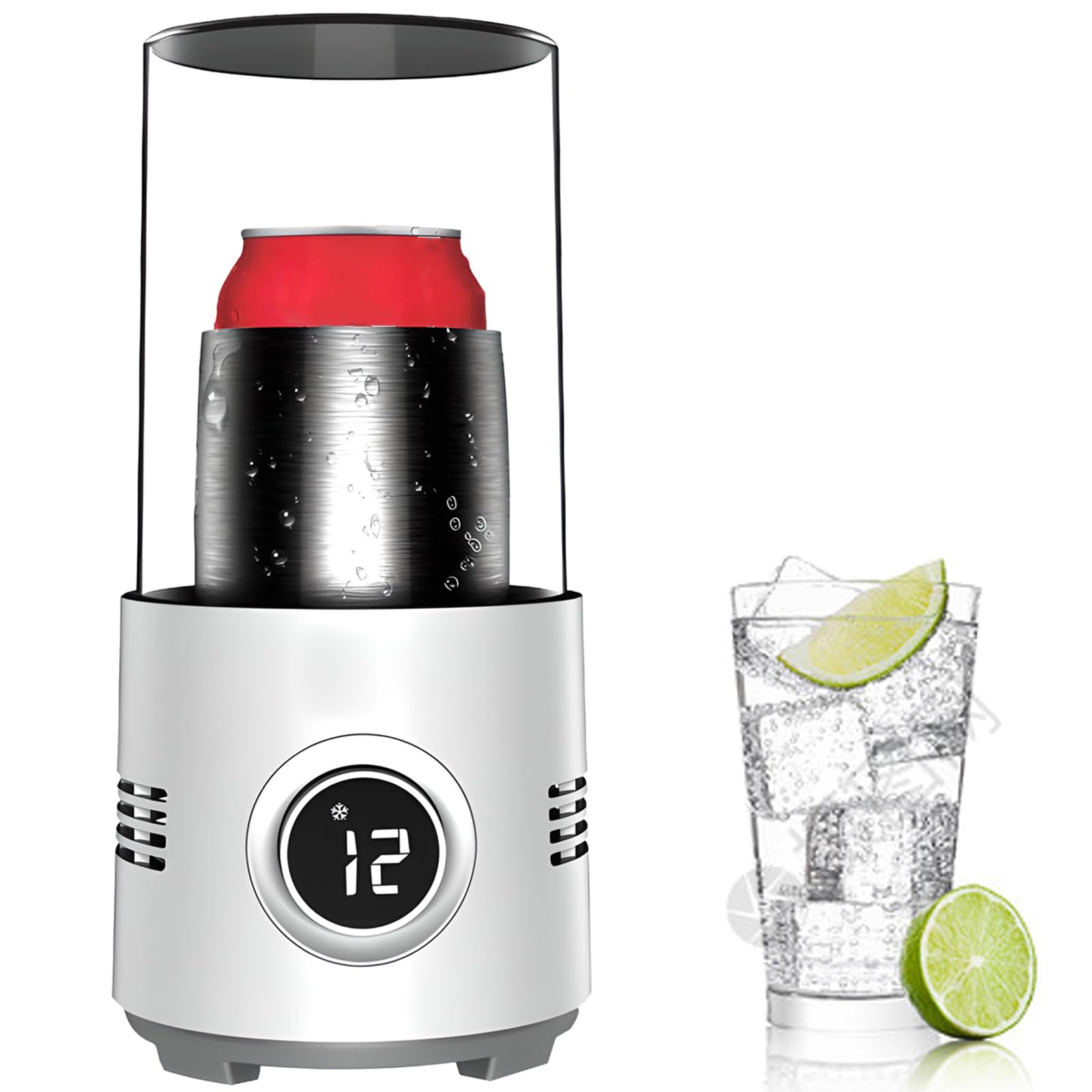 Intelligent Beverage Cooler, Quick Cooling Cup, 3-60° Hot and Cold Dual-purpose, Screen Displays Temperature, 32Db Low Noise Operation, for Juices, Eye Patches, Cooling Patches