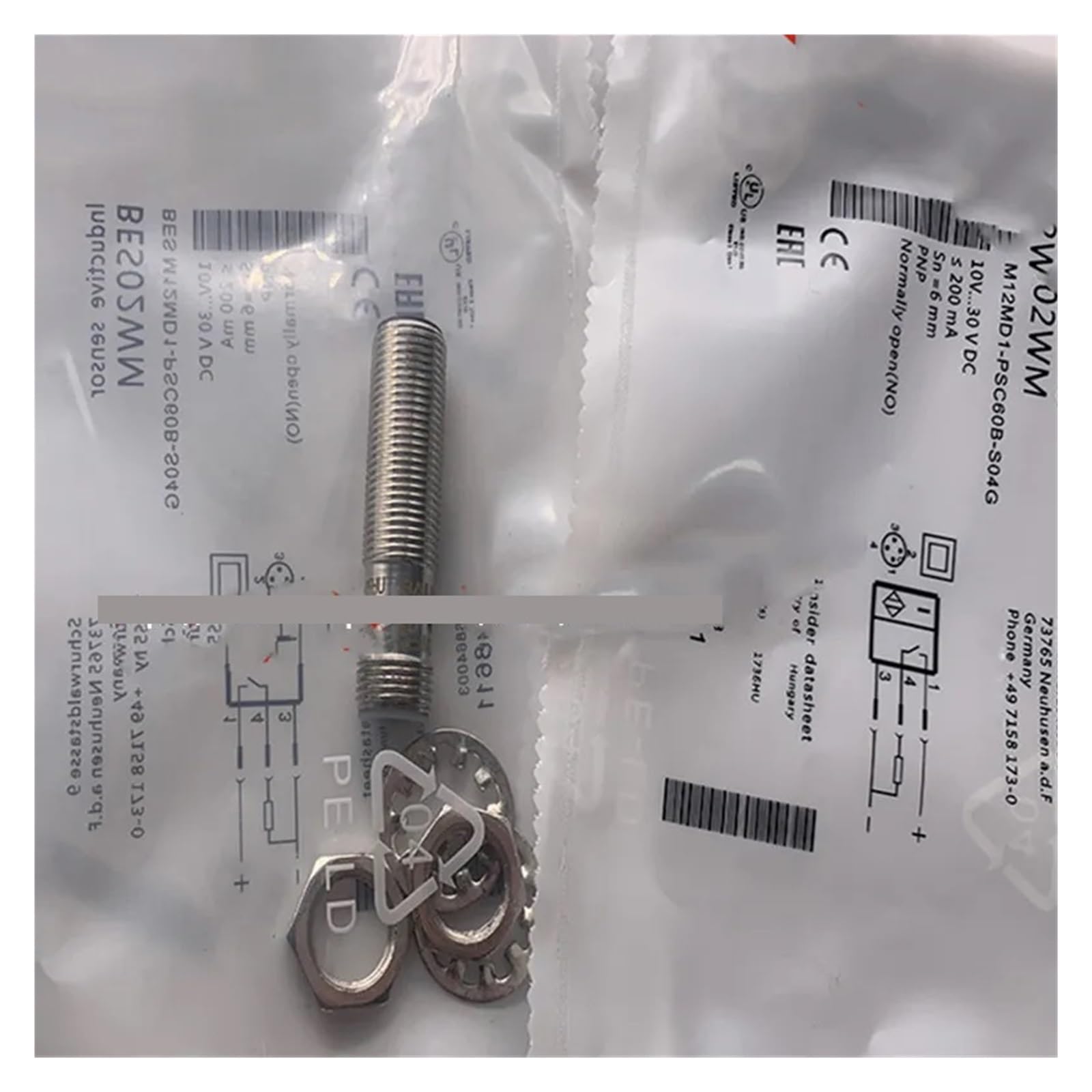 ELZNSQQK 3Pcs Proximity Sensor M12MD1-PSC60B-S04G