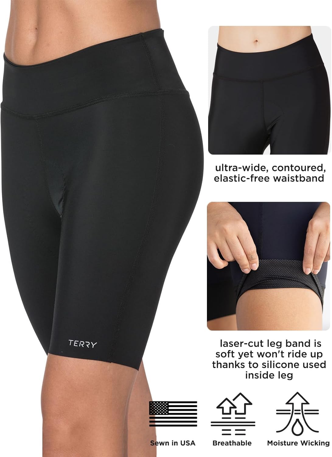 Terry Bike Shorts Women Padded Cycling Shorts, Chill 7 Bike Short 7 Inch Inseam Hi-Rise Compression Silicone Leg Band - Image 3