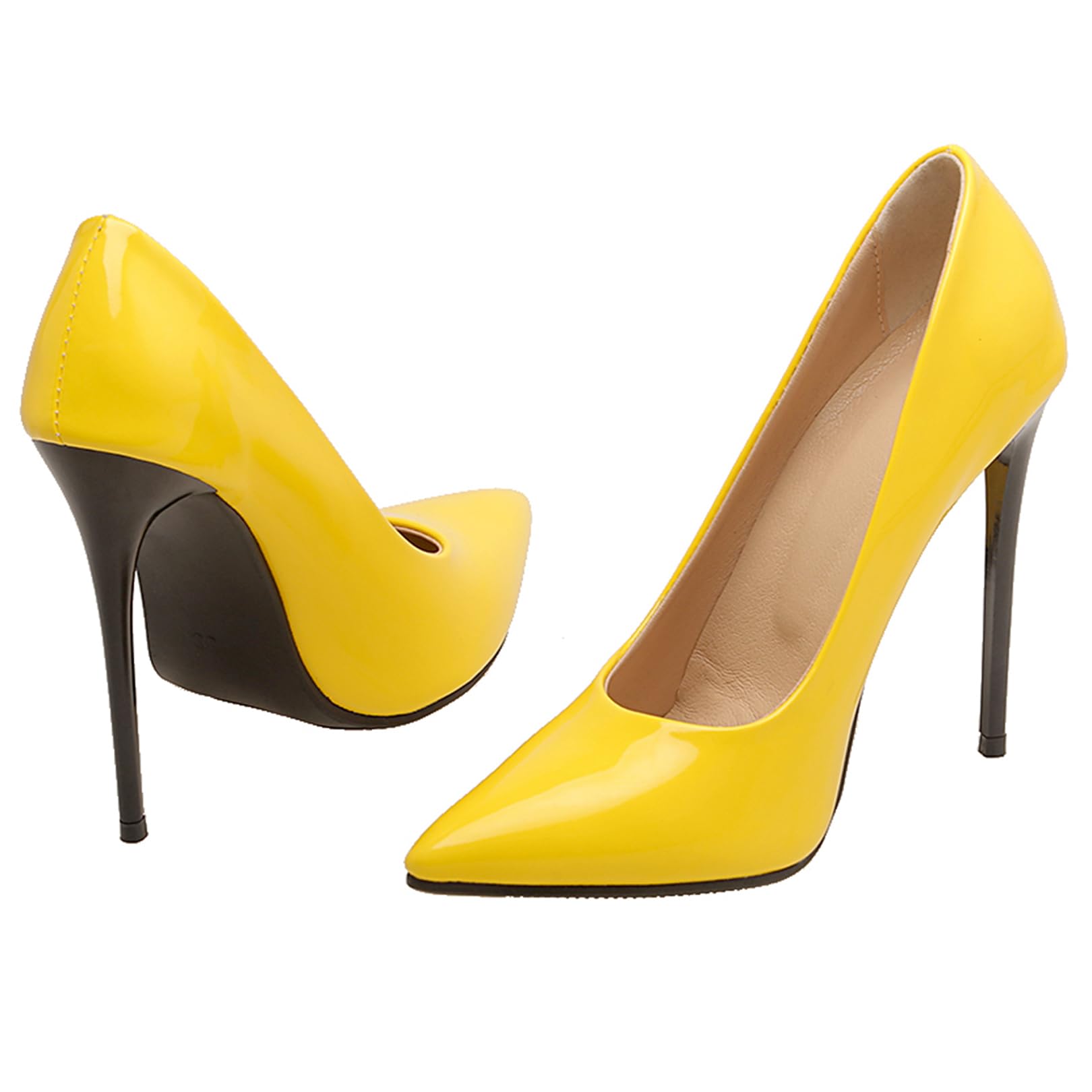 Décolleté a Spillo da Donna Tacco Alto Scarpe Appuntito Senza Chiusura Semplici Scarpe da Sera, Numero 33-51