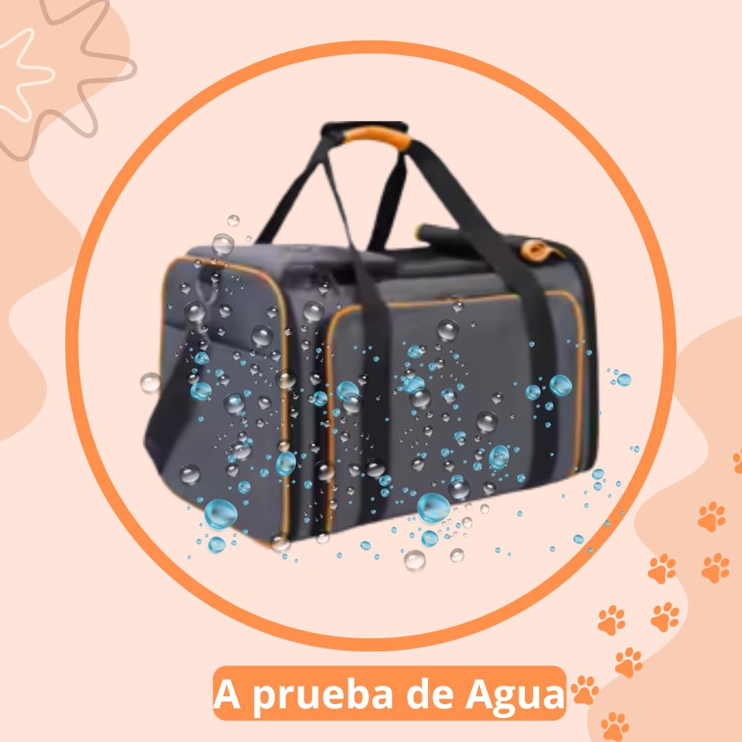 Pet's Hub Place, Transportin Gato Perro Pequeño, Bolso, Peso Máximo 7kgr, Tamaño 48X31X31cm, Extensible 75cm, Impermeable, Cojín Acolchado, Uso Interior/Exterior, +2 Comederos