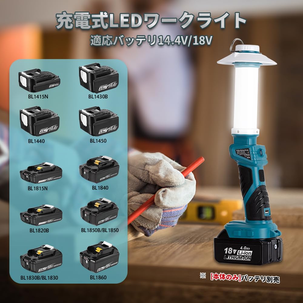 Amazon.co.jp: Orginer 充電式LEDワークライト18vライト 作業灯