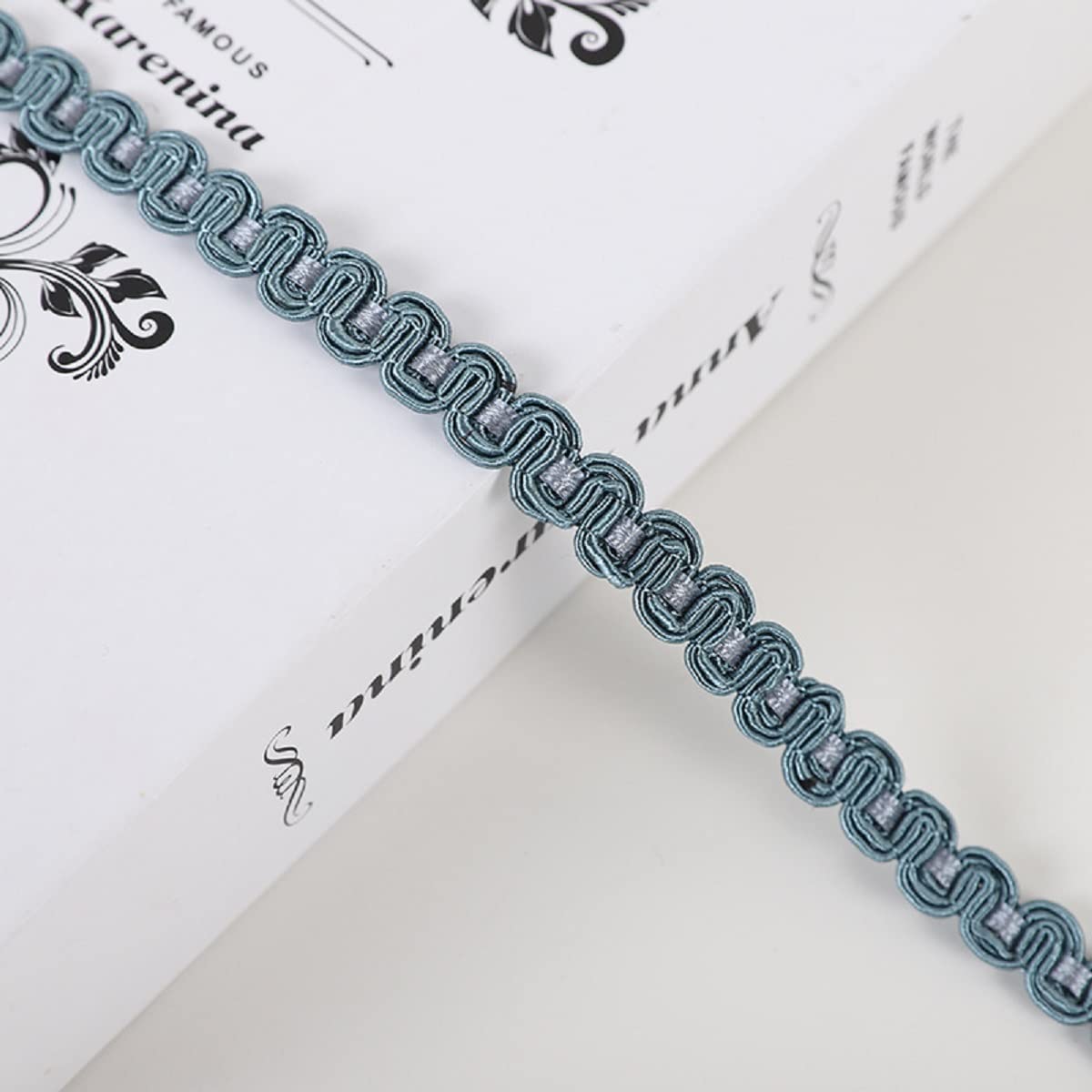 Yalulu 12 Meters Polyester Gimp Braid Trim, S Shape Woven Braid Trim Sewing Edge Trim Decorative Trim for Curtain DIY Costume Accessories (Blue)