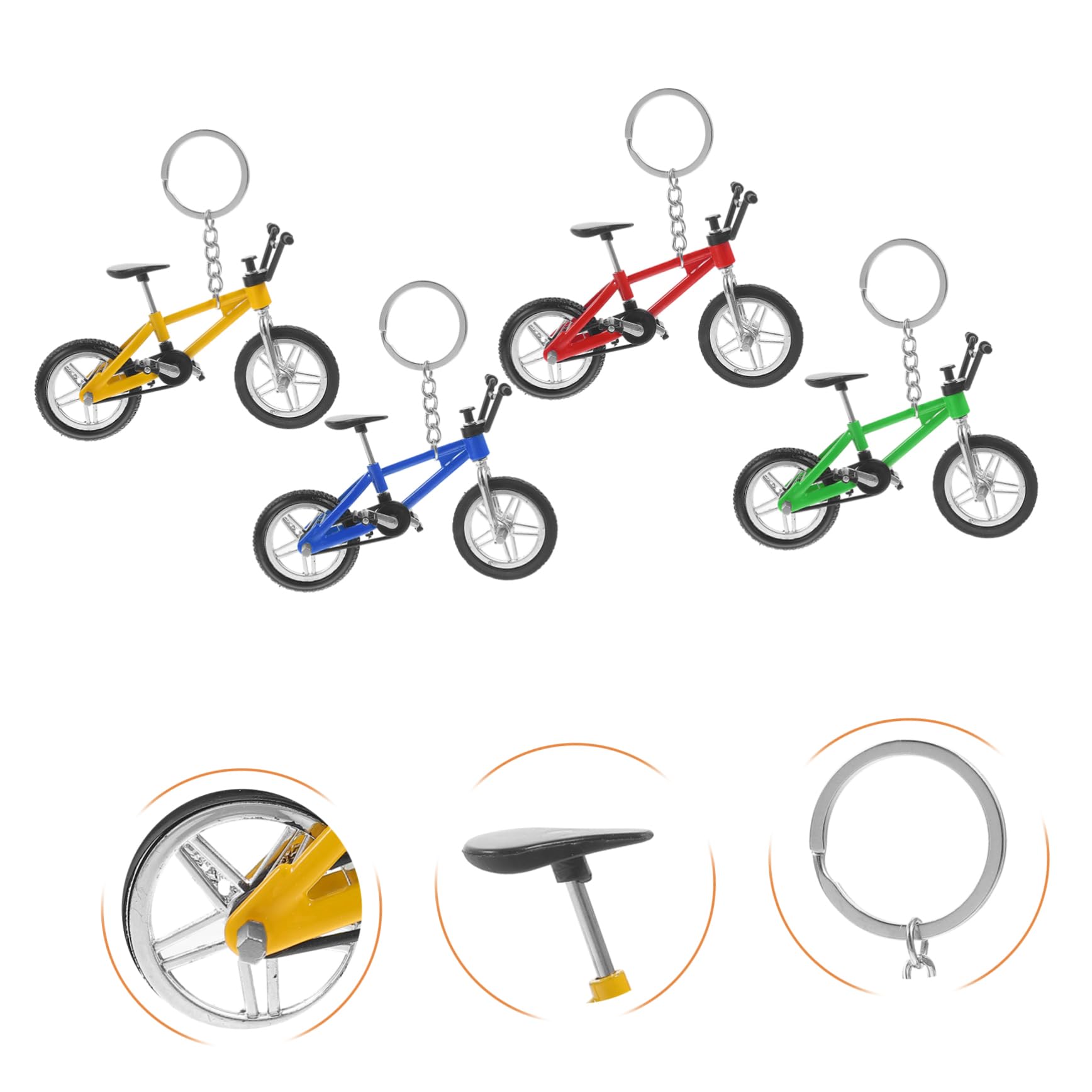 CIMAXIC 4pcs Mini Bike Model Keychain Simulation Alloy Bike Model Cycling Keychain Pendants