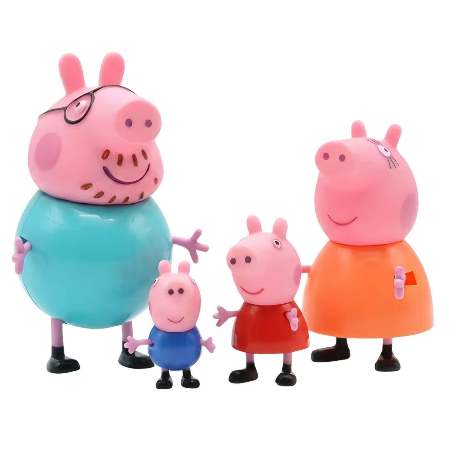 ALCA Peppa Pig Family Toys Set of 4 - George, Mummy Pig, Daddy Pig & Grandparents | Movable Cartoon Figures Dollhouse & Car Play Set | Kids Toy for Boys & Girls 2+ Years | Birthday Return Gift-image-34